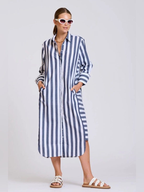 Shirty Dresses & Skirts - Shirty Luxury Brand Striped Midi Shirt Dress - Black & White - Sz S - NWT